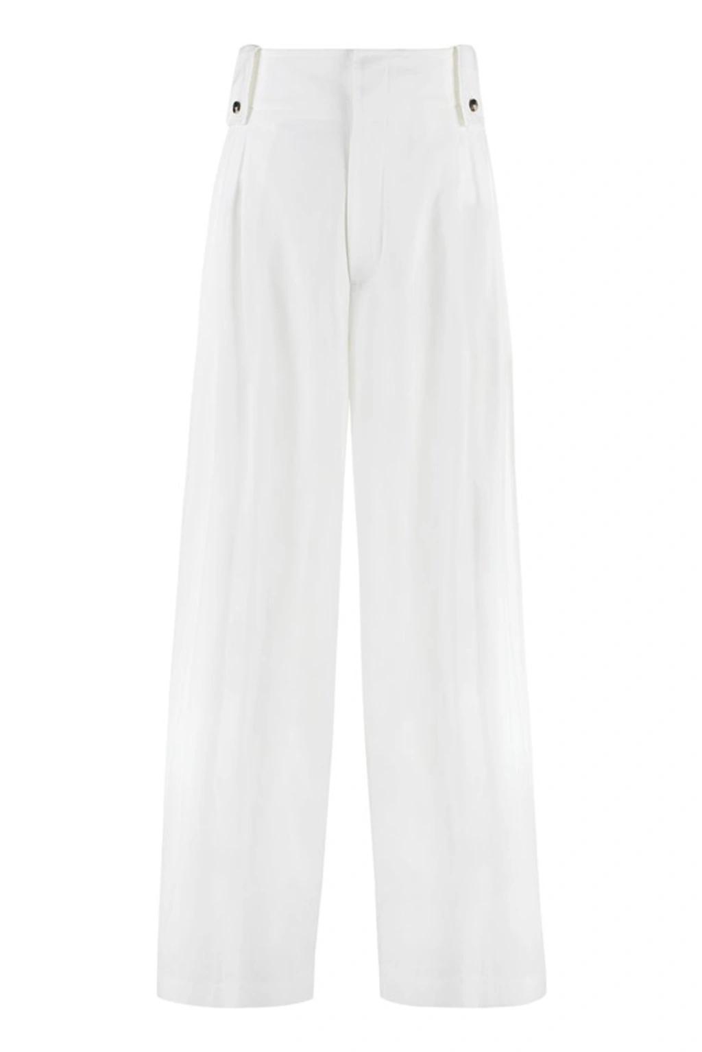 High Waist Tapered Fit Trousers In White Product Image