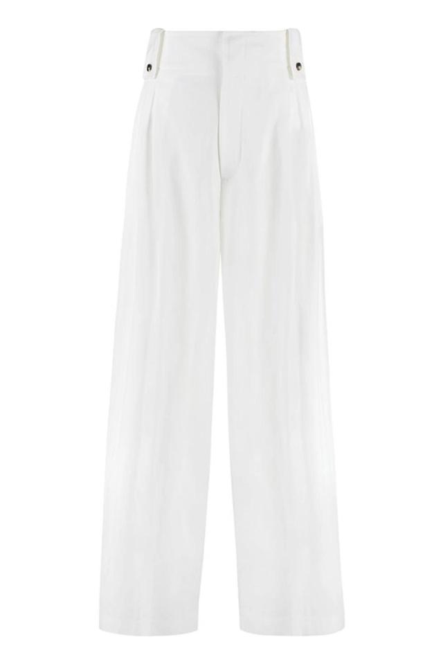 High Waist Tapered Fit Trousers In White Product Image