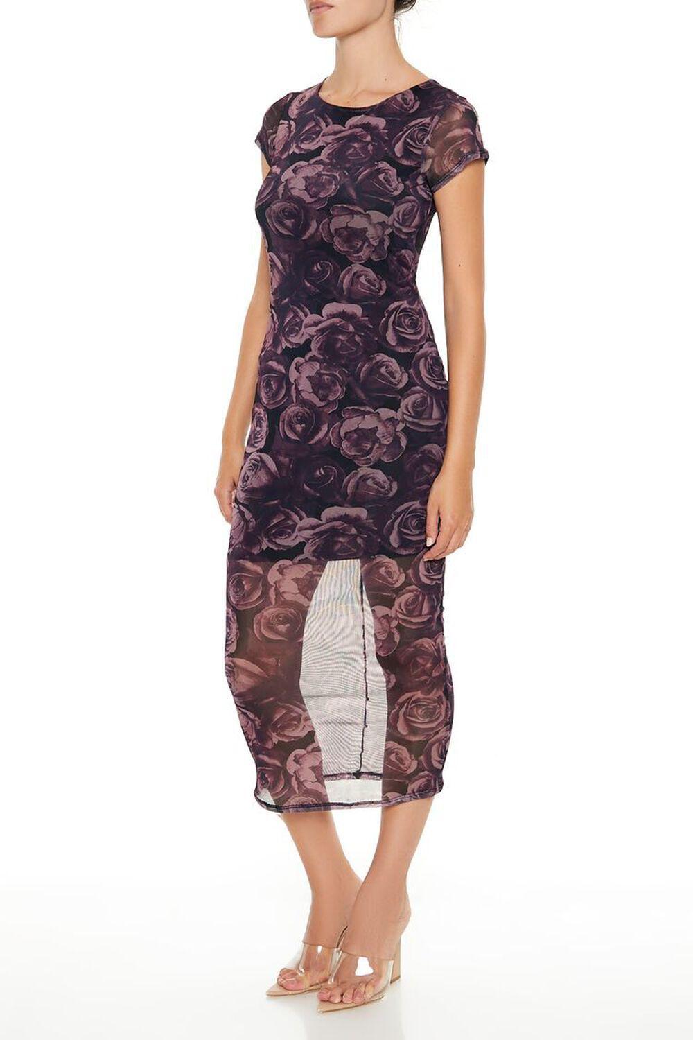 Rose Print Bodycon Midi Dress | Forever 21 Product Image