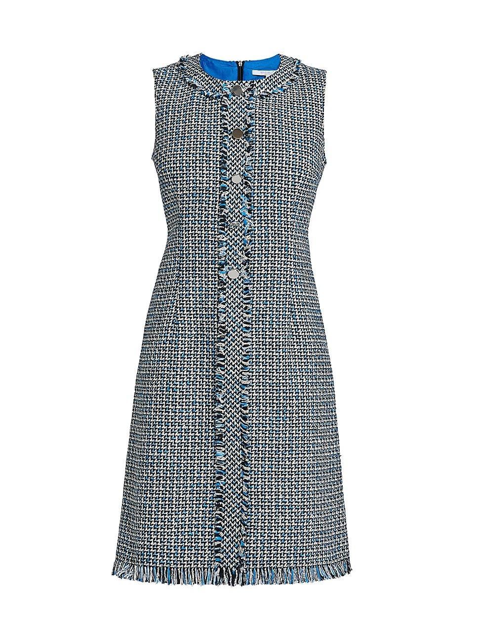 Laura Sleeveless Fringe-Trim Tweed Midi Dress Product Image