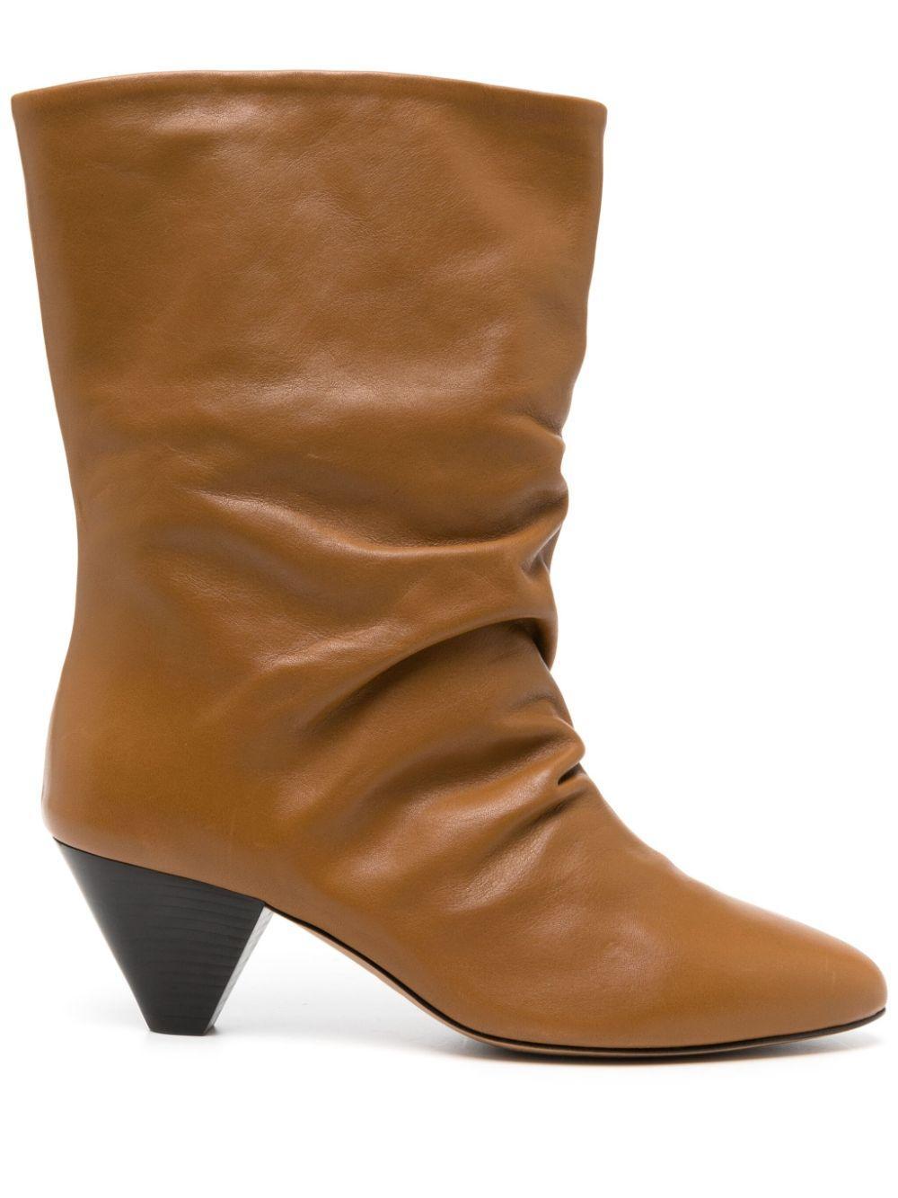 ISABEL MARANT 55mm Reachi Leather Ankle Boots In Brown product image