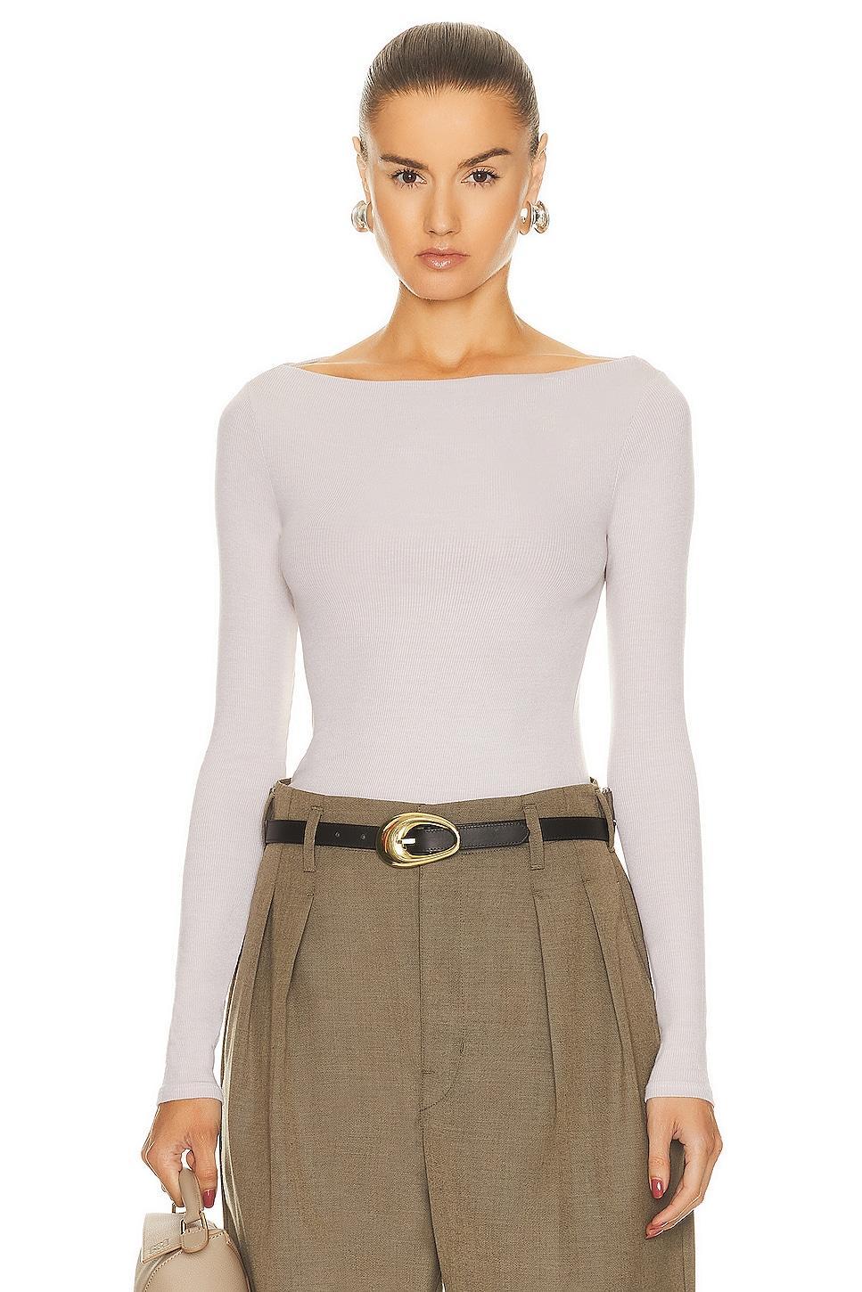 Enza Costa Silk Knit Boat Neck in Beige. - size XL (also in L, M, S, XS) Product Image