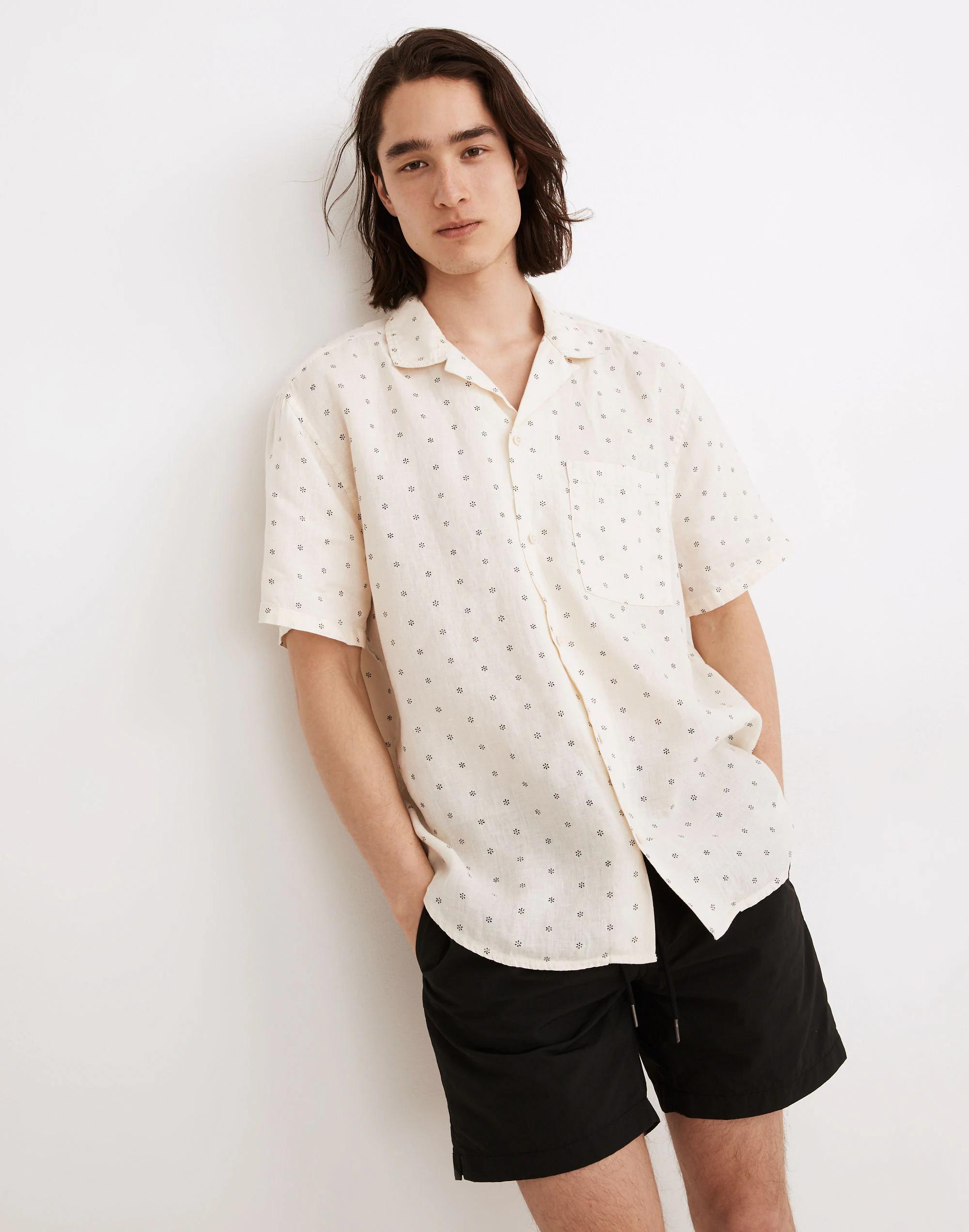 Linen Easy Short-Sleeve Shirt in Print Product Image