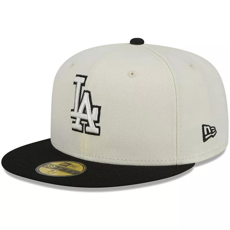 Mens New Era Stone Los Angeles Dodgers Chrome 59FIFTY Fitted Hat - Stone Product Image