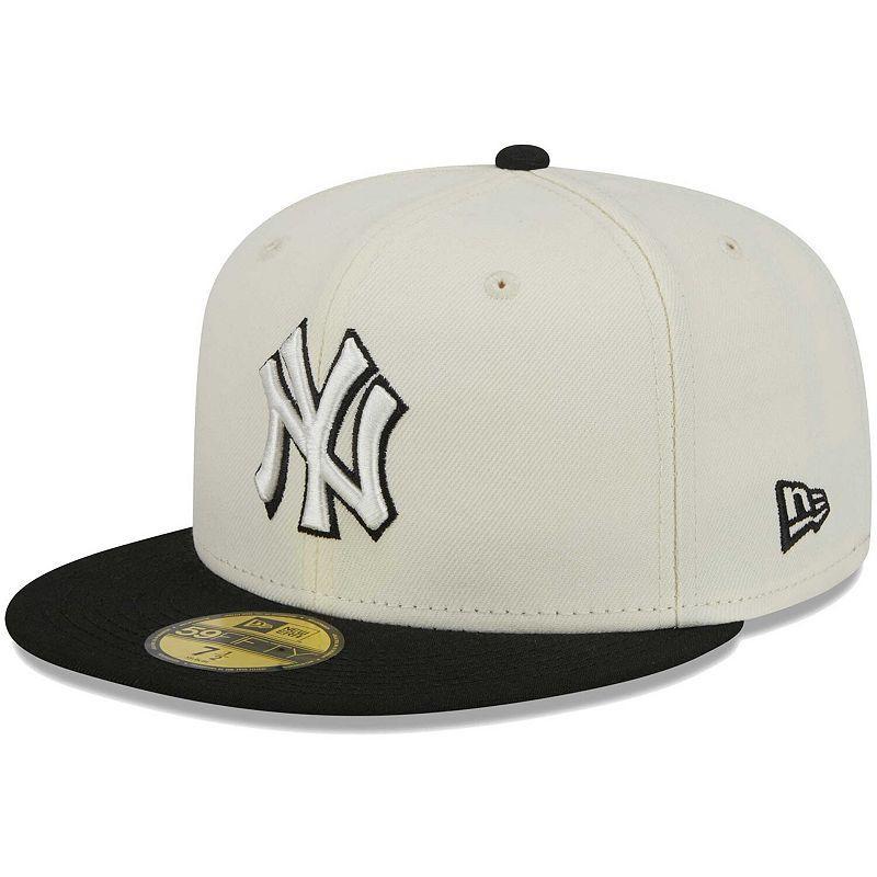 Men's New Era Stone/Black New York Yankees Chrome 59FIFTY Fitted Hat Product Image