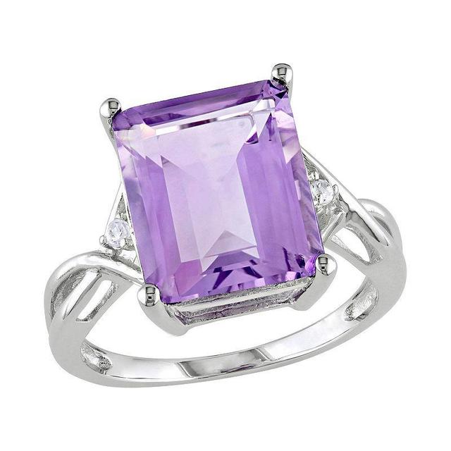 Stella Grace Sterling Silver Amethyst and White Topaz Twist Ring, Womens Purple Product Image