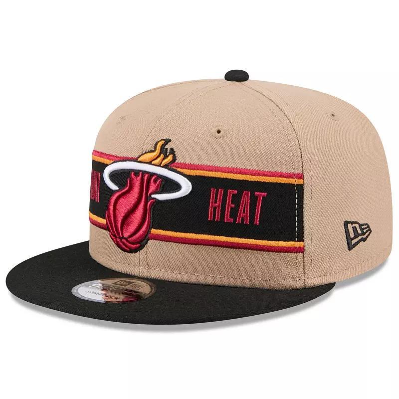 New Era Mens Tan Miami Heat 2024 Nba Draft 9FIFTY Snapback Hat - Black Product Image