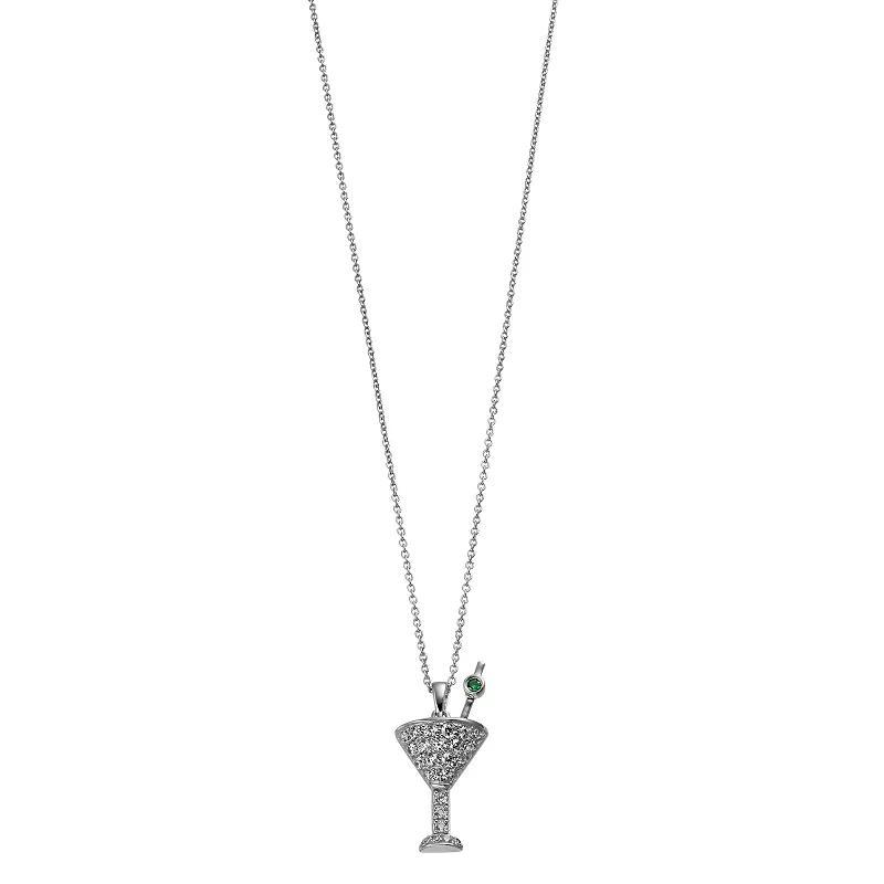 Rosabella Sterling Silver Cubic Zirconia Martini Pendant Necklace, Womens Product Image