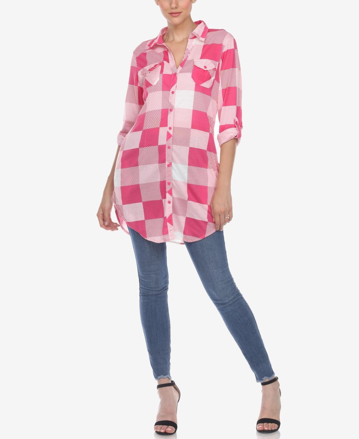 Womens White Mark Plaid Tunic Top Pink Product Image