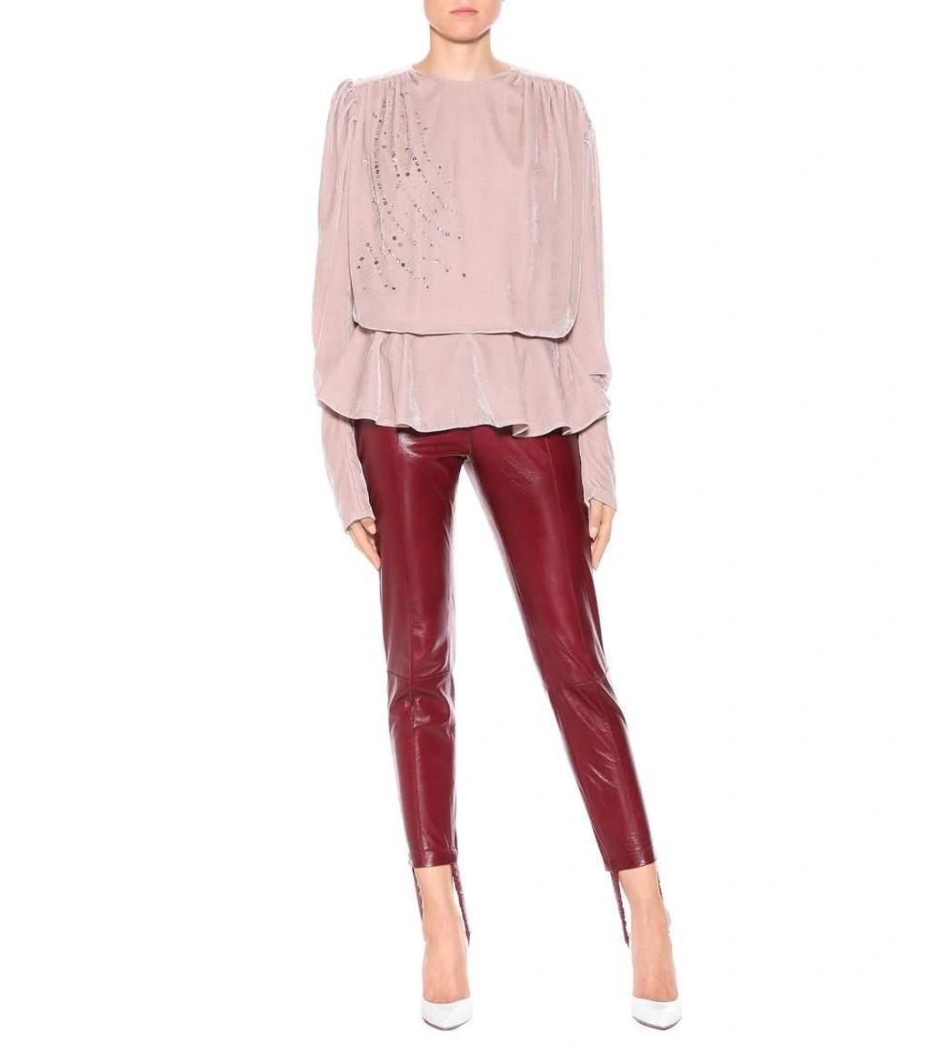 MAGDA BUTRYM Benson Leather Stirrup Trousers In Maroon Product Image