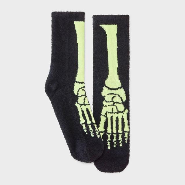 Womens Glow-in-the-Dark Skeleton Halloween Cozy Crew Socks - Hyde & EEK! Boutique 4-10 Product Image