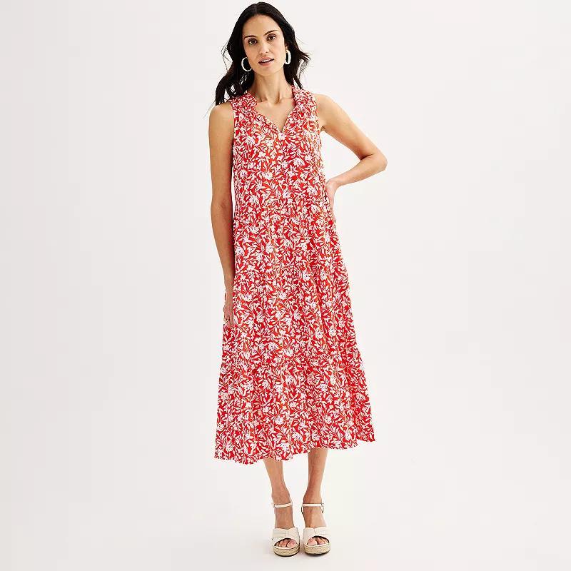 Womens Croft & Barrow Flowy Sleeveless Tiered Maxi Dress Product Image