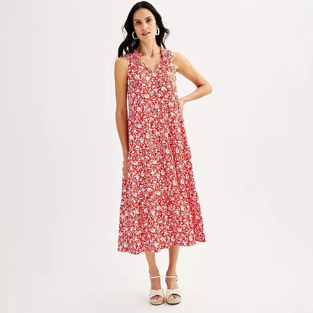 Womens Croft & Barrow Flowy Sleeveless Tiered Maxi Dress Product Image