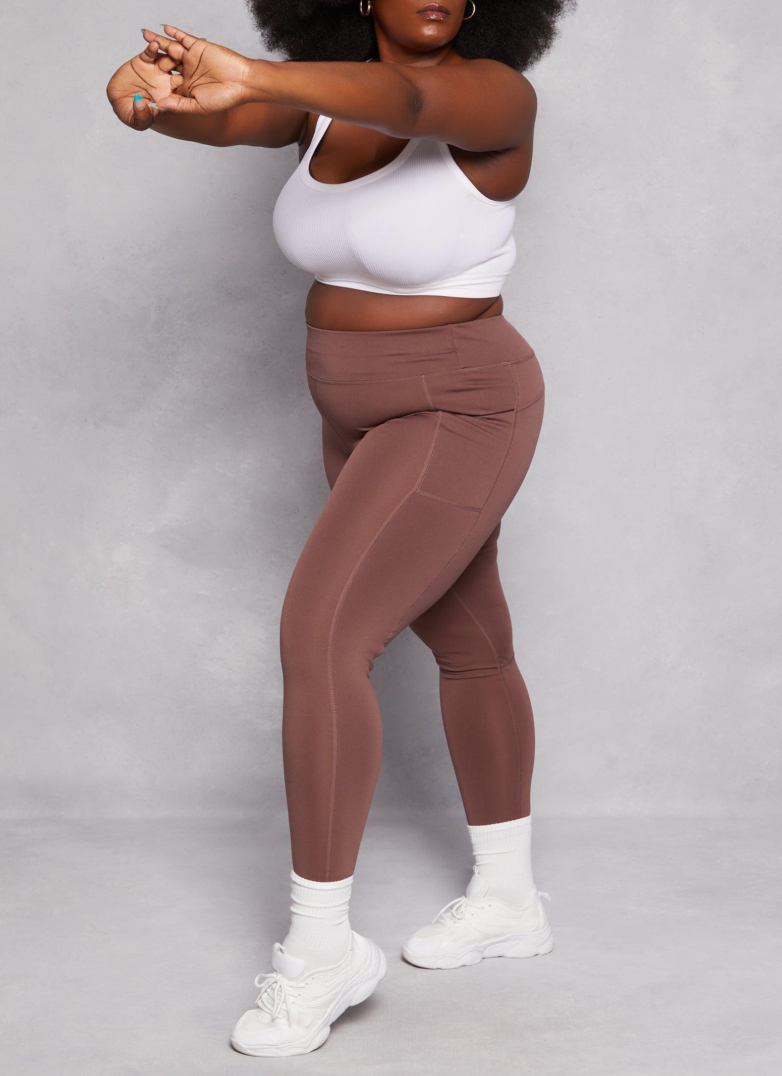 Womens Plus Size High Waist Zip Pocket Leggings Product Image