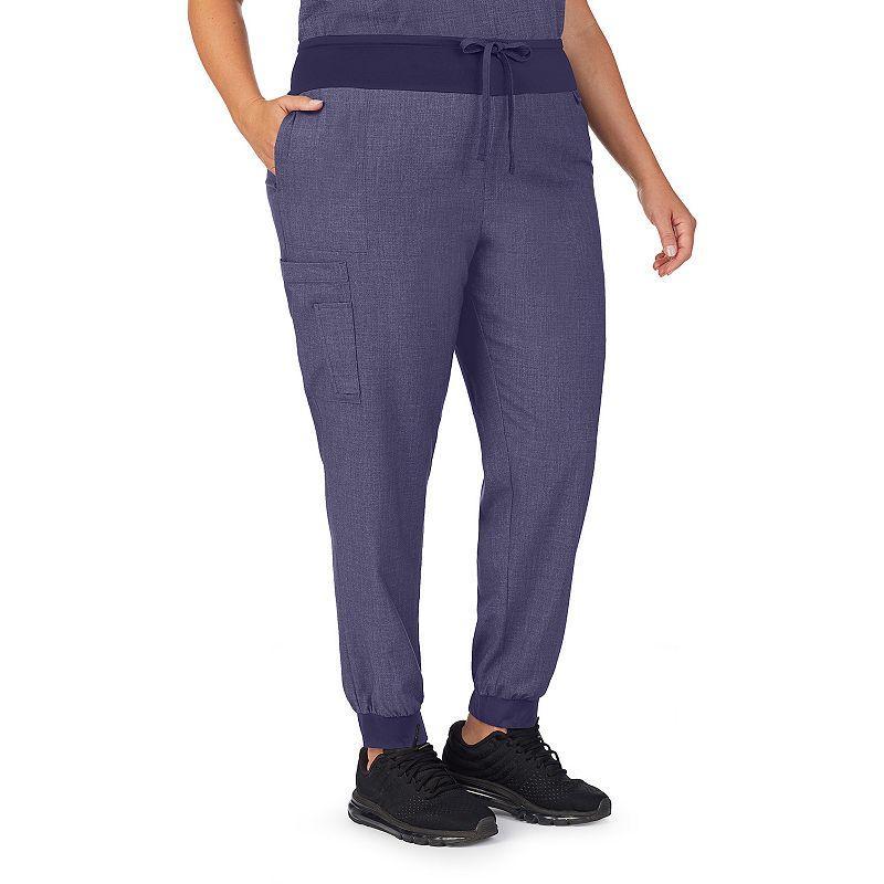 Plus Size Cuddl Duds Scrubs Jogger Pants, Womens Navy Grey Product Image