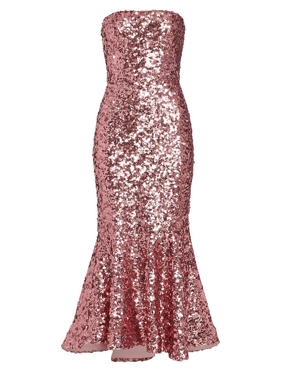 Womens Metallic Strapless Tulip-Hem Gown Product Image