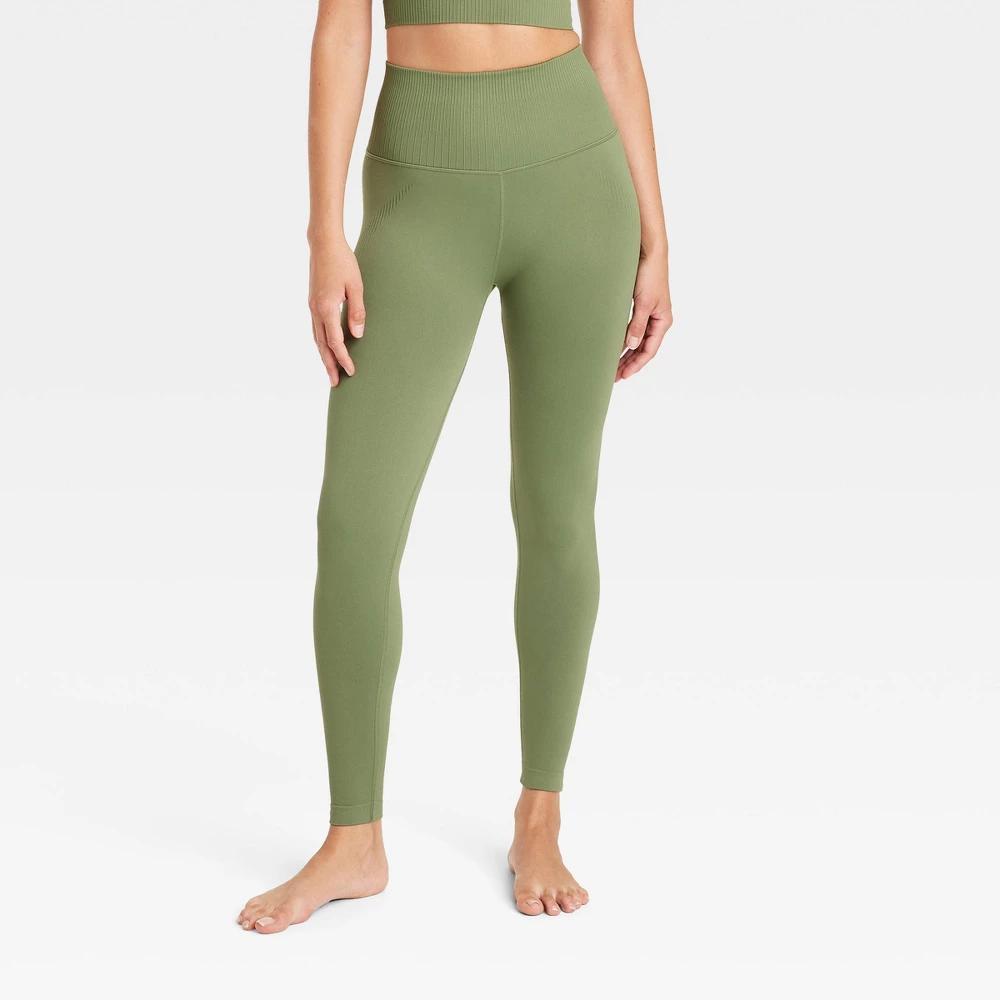 Womens Seamless High-Rise 7/8 Leggings - JoyLab Olive M Product Image