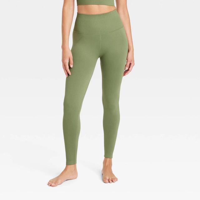 Womens Seamless High-Rise 7/8 Leggings - JoyLab Olive Product Image