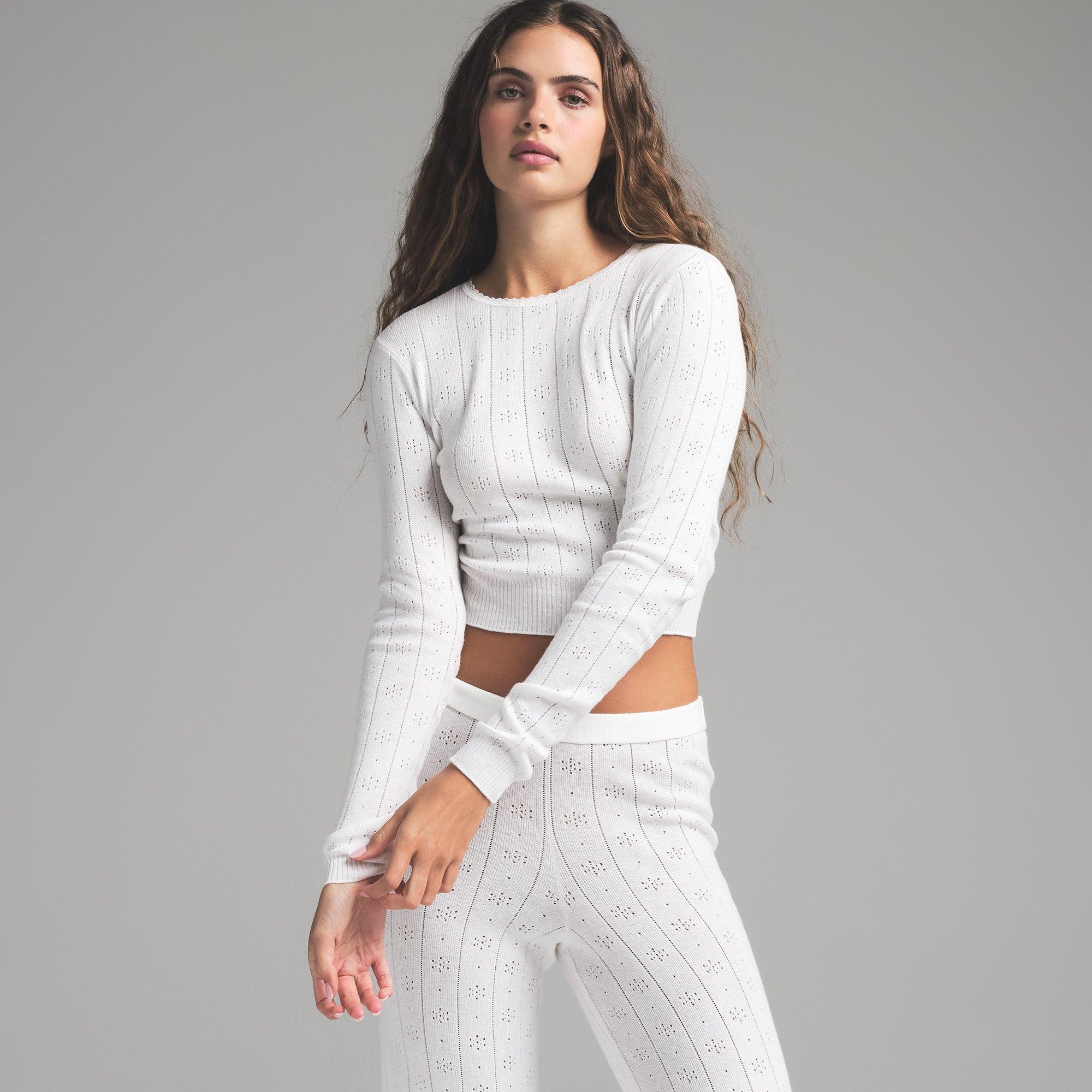 SWEATER POINTELLE LONG SLEEVE TOP | MARBLE Product Image