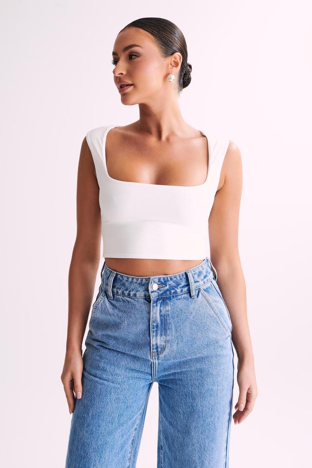 Linley Recycled Nylon Cropped Top - White Product Image