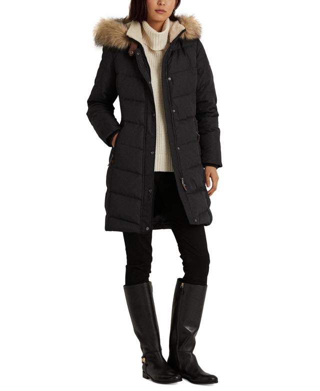 Women's Faux-Fur-Trim Hooded Puffer Coat Product Image