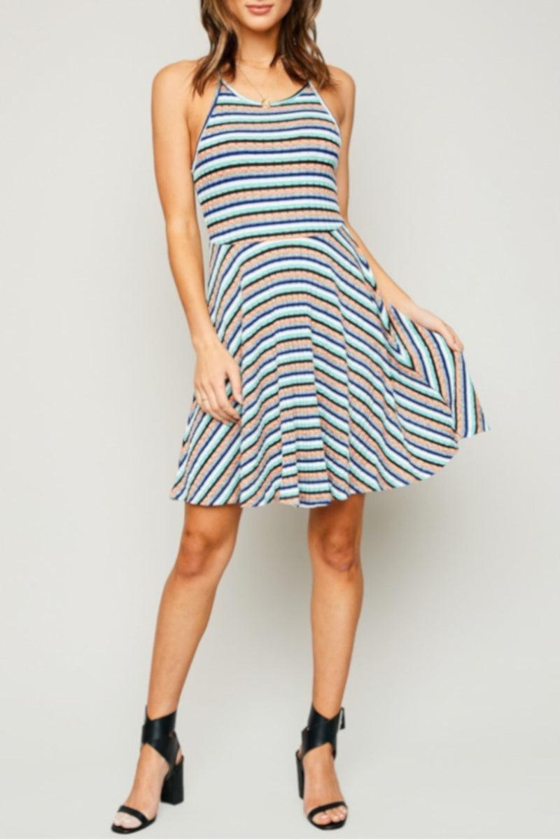 Multicolor Stripes Sleeveless Dress Product Image