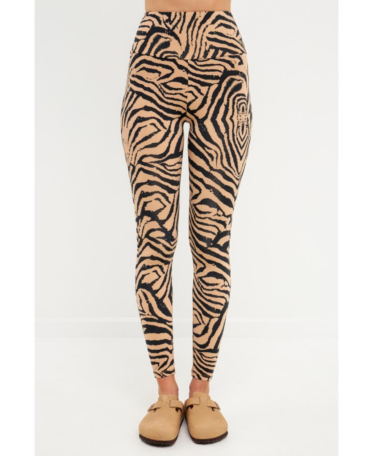 Grey Lab Womens Animal Print Leggings - Beige Product Image