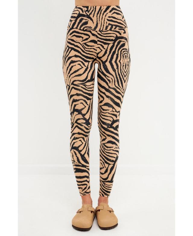 Grey Lab Womens Animal Print Leggings - Beige Product Image