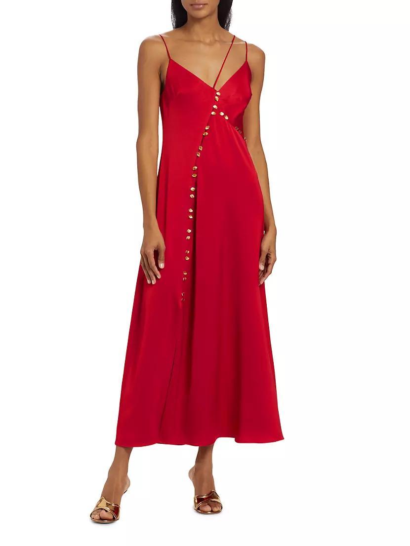 Abstraction Riddle Satin Asymmetric Maxi Dress Product Image