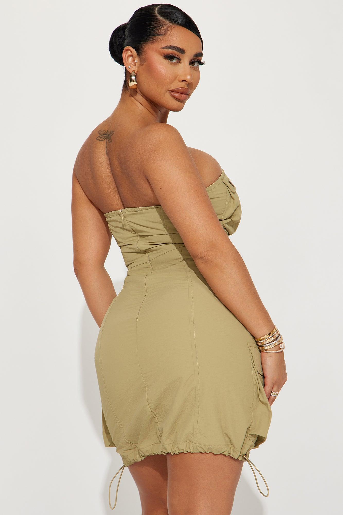 Arianna Cargo Mini Dress - Khaki Product Image