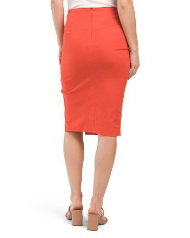 Linen Blend High Rise Wrap Midi Skirt for Women | Spandex/Cotton product image