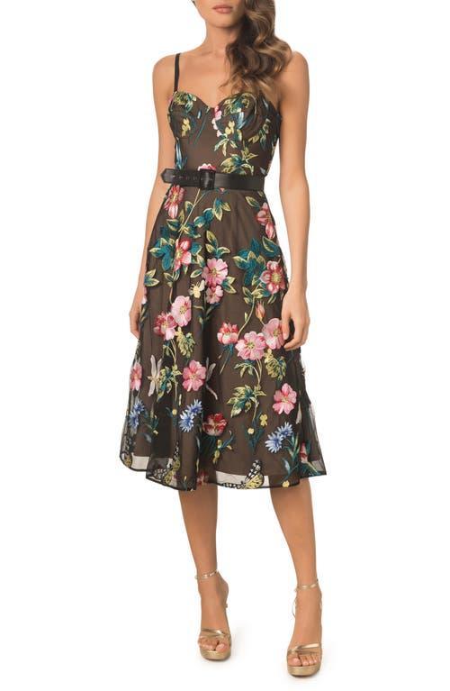 Womens Carlita Belted Embroidered Midi-Dress Product Image