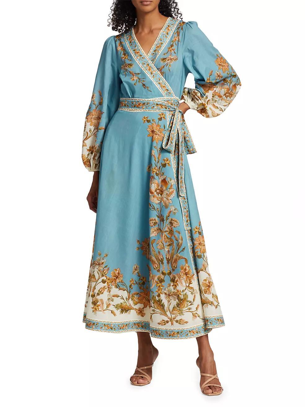 Chintz Cotton Wrap Midi-Dress Product Image