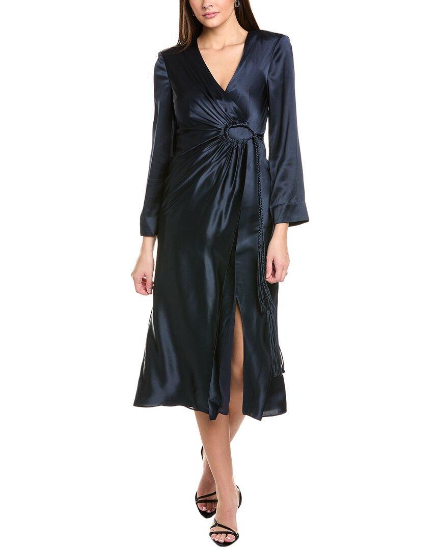 Serena Silk Midi Dress In Blue Product Image