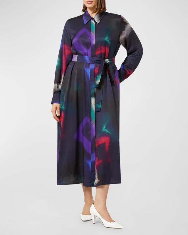 Plus Size Pontile Abstract-Print Shirtdress Product Image