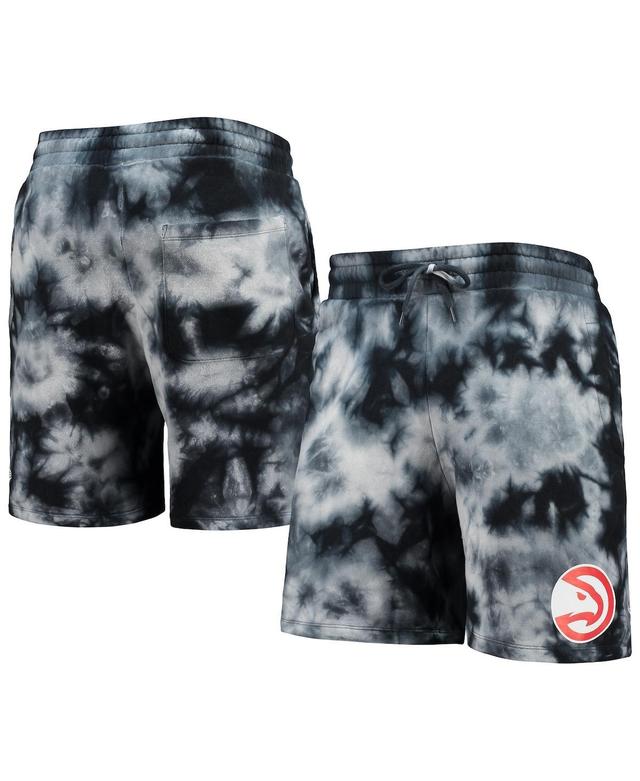 Mens New Era Black Atlanta Hawks Fleece Tie-Dye Shorts Product Image