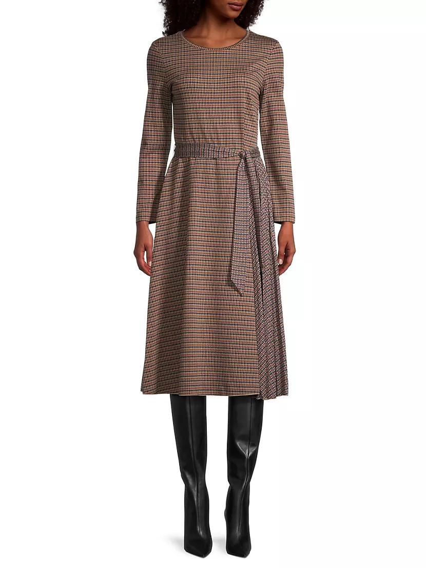 Plaid Cotton-Blend Tie-Waist Midi-Dress Product Image