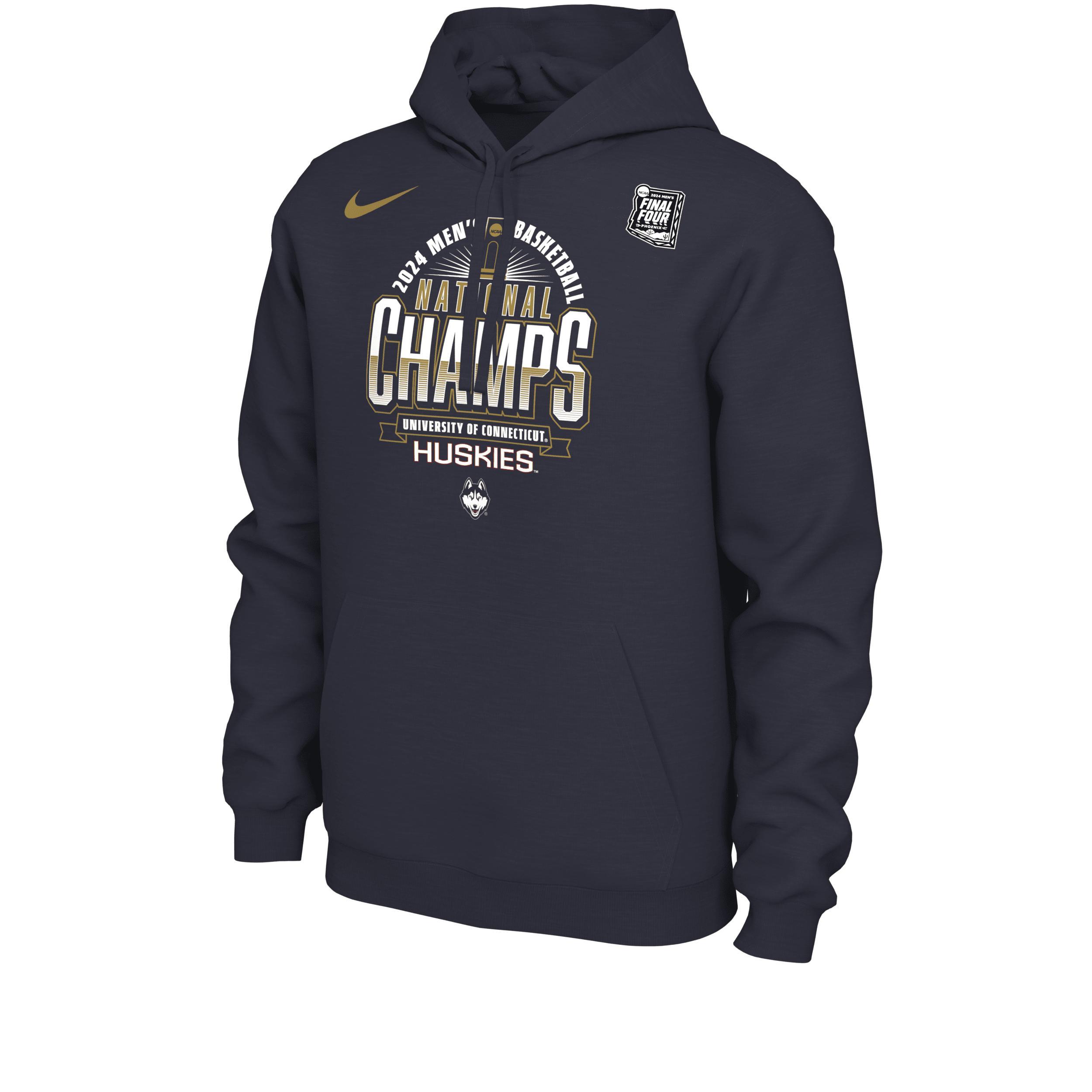 Mens Nike UConn Huskies 2024 Mens Basketball National Champions Locker Room Hoodie Blue Product Image