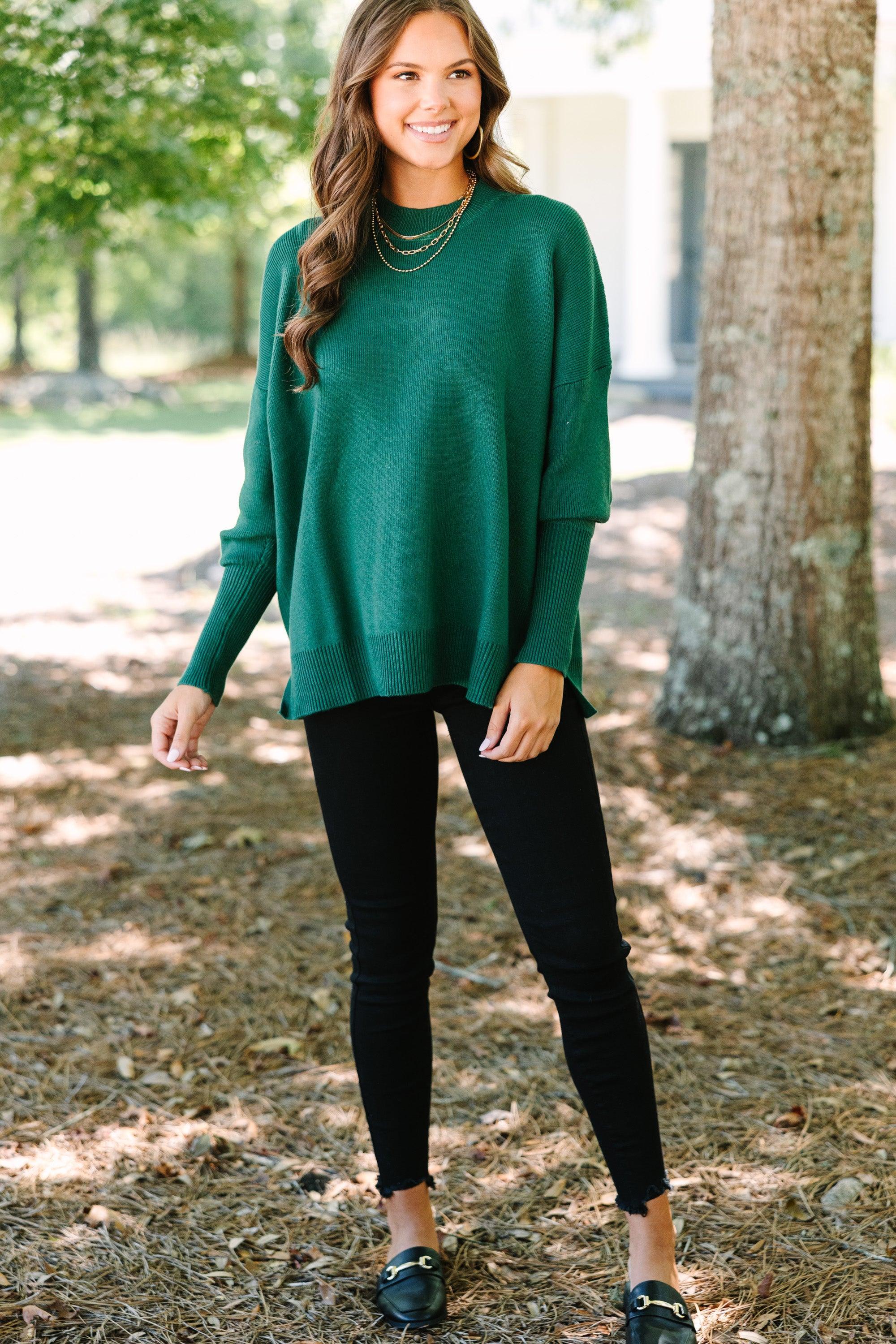 Perfectly You Emerald Green Mock Neck Sweater Female Product Image