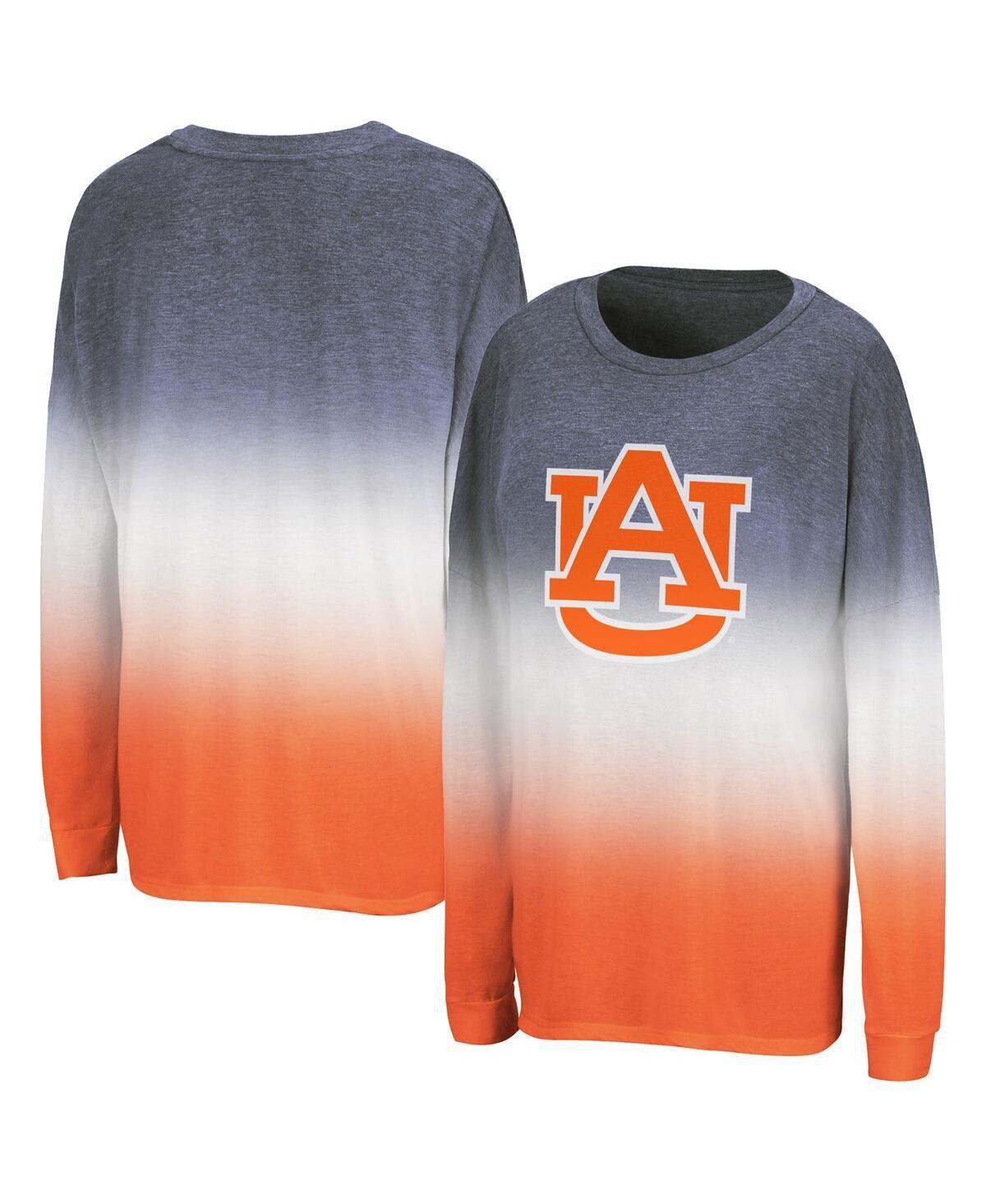 Womens Colosseum Heather /Heather Orange Auburn Tigers Winkle Dip-Dye Long Sleeve T-Shirt Blue Product Image