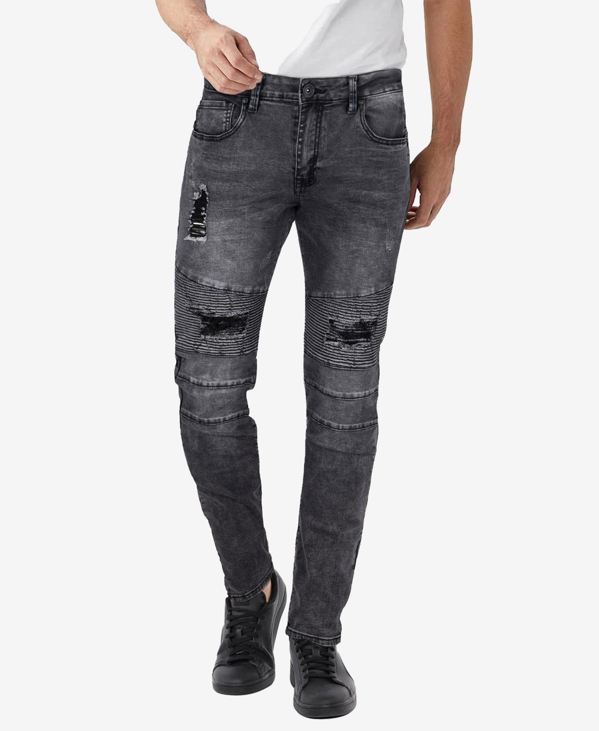 X-Ray Mens Rawx Slim Fit Moto Detail Stretch Jeans Product Image