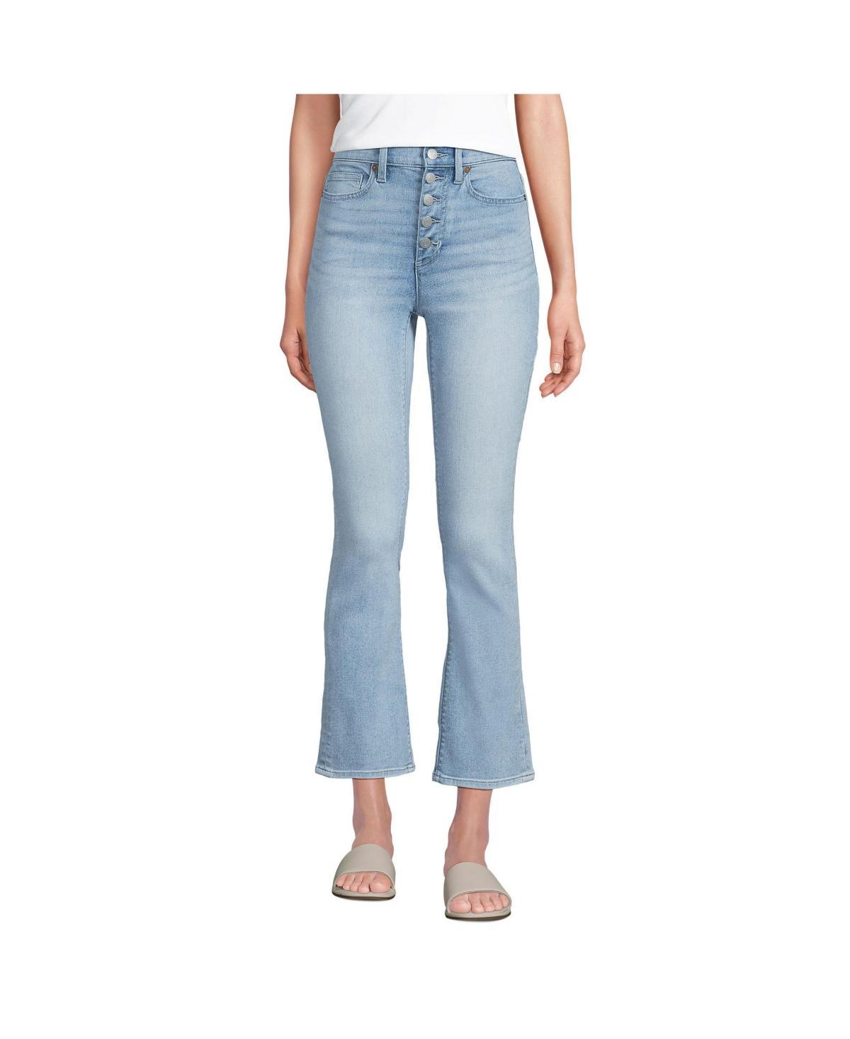 Petite Lands End Recover High-Rise Kick Flare Crop Jeans, Womens Blue Tide Blue Product Image