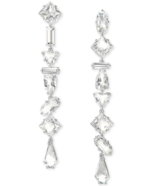 Womens Mesmera Rhodium-Plated & Crystal Linear Drop Earrings Product Image