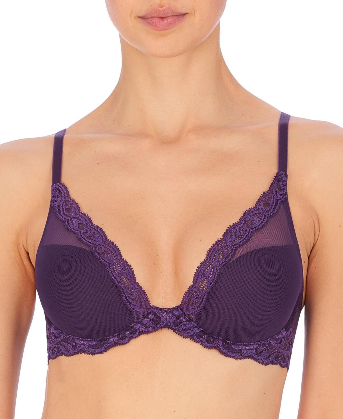 Womens Feathers Lace Contour Underwire Plunge Bra 730023 Product Image