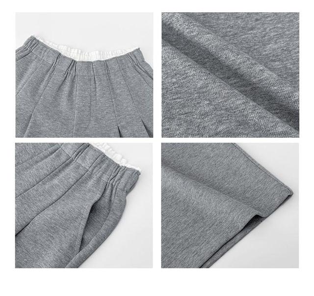 Waistline-Detail Pleated Wide-Leg Sweatpants in 5 Colors Product Image