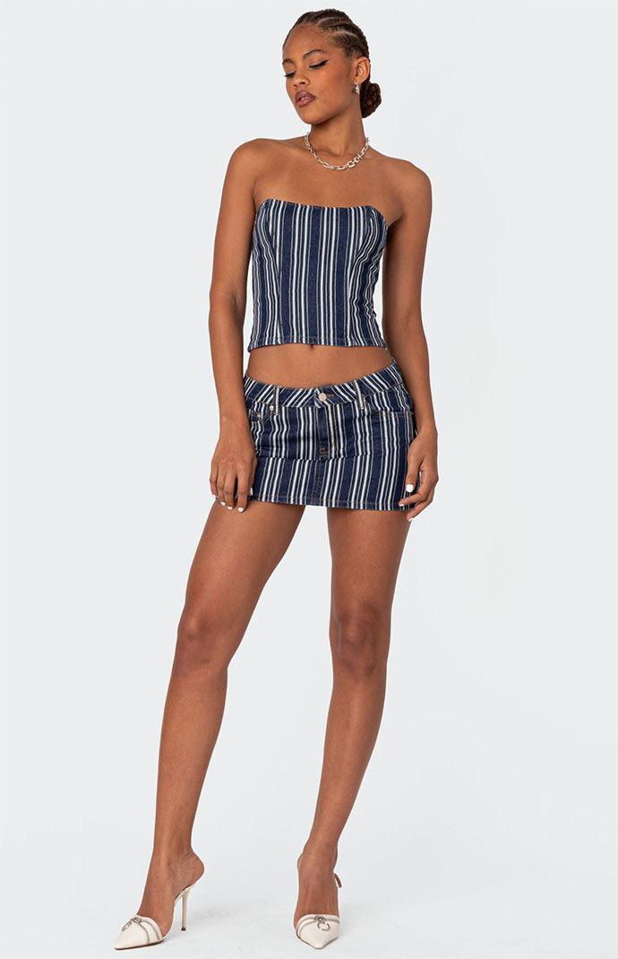 Edikted Women's Inez Striped Denim Mini Skirt - Product Image