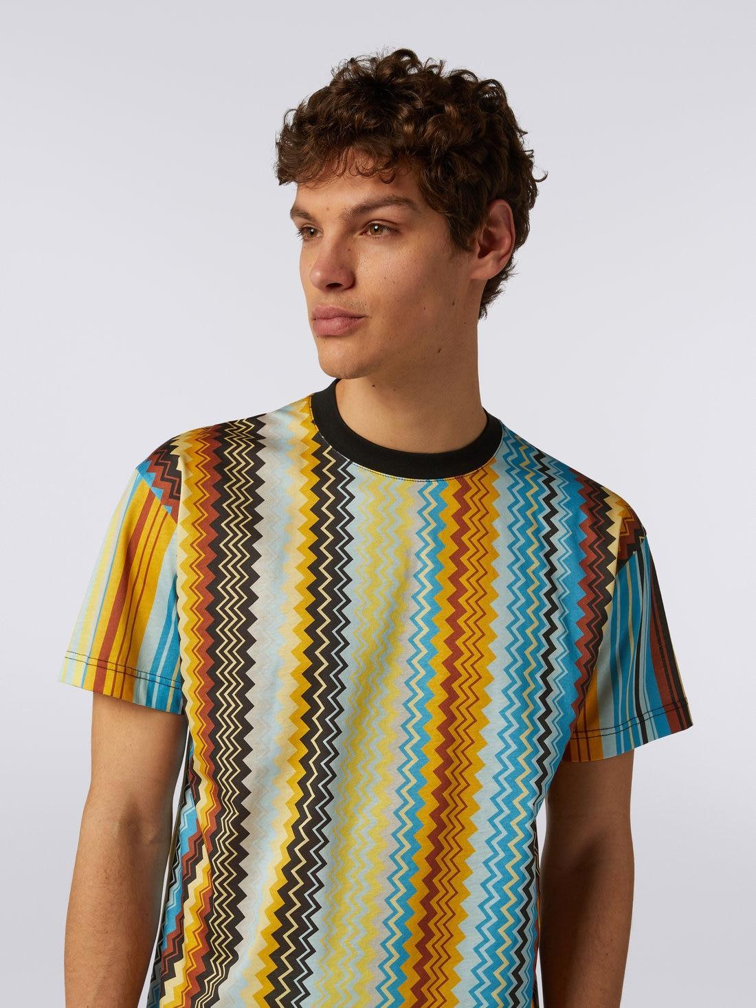 Crew-neck cotton T-shirt with zigzag print Multicoloured | Missoni Product Image