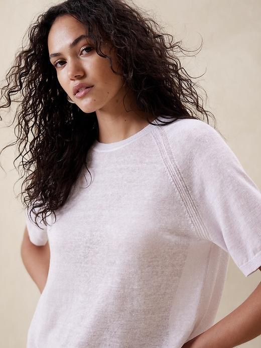 Fern Linen-Blend Short-Sleeve Sweater Product Image