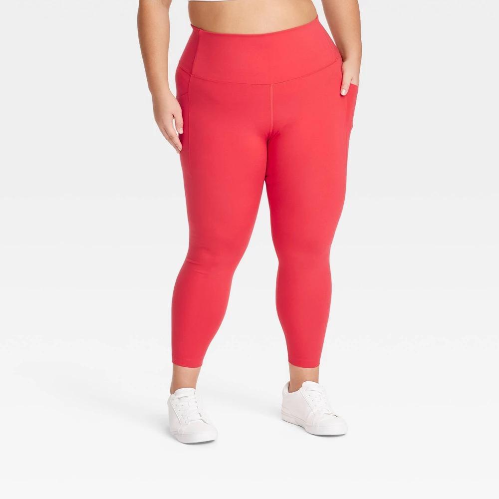 Womens Dynamic Flex High-Rise Pocketed 7/8 Leggings - All In Motion Red XS Product Image