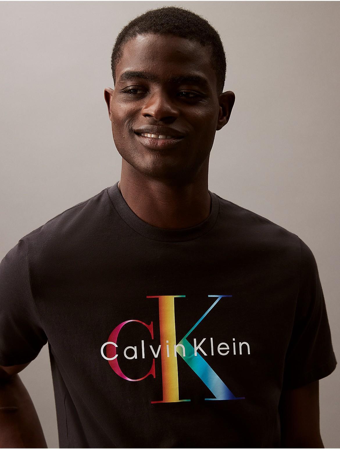 Calvin Klein Mens Pride Monogram Logo T-Shirt - White - L Product Image